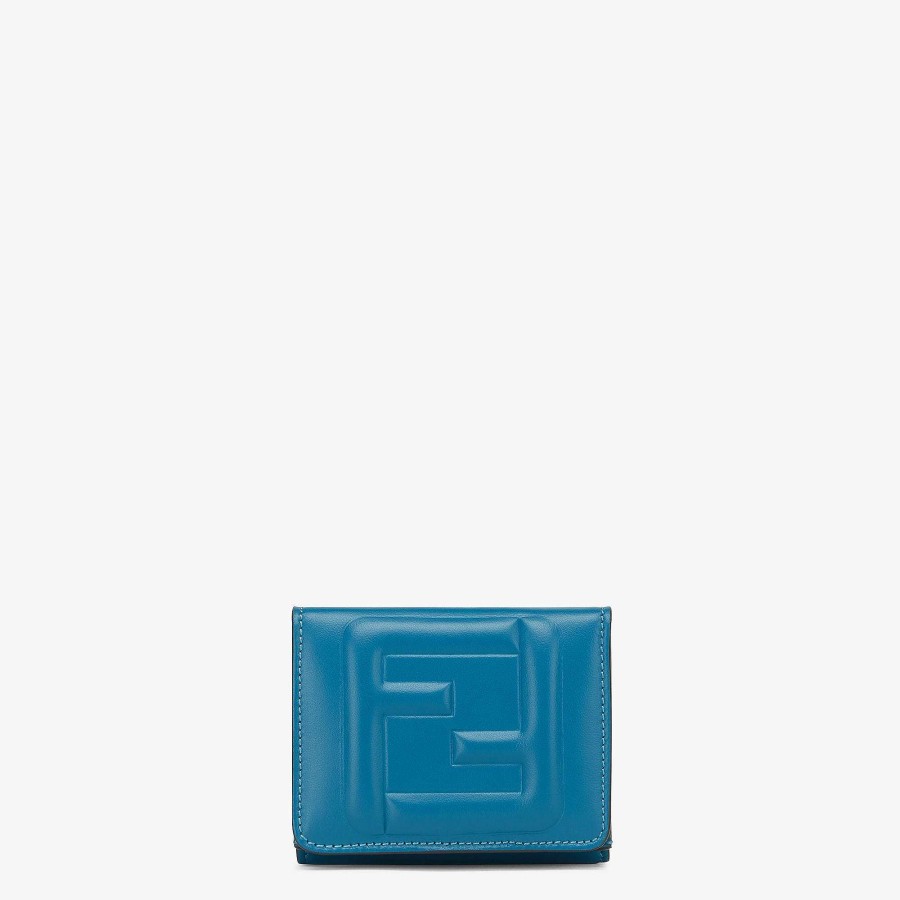 Donna Fendi Portafogli | Cubo Micro Trifold Ff Azzurro